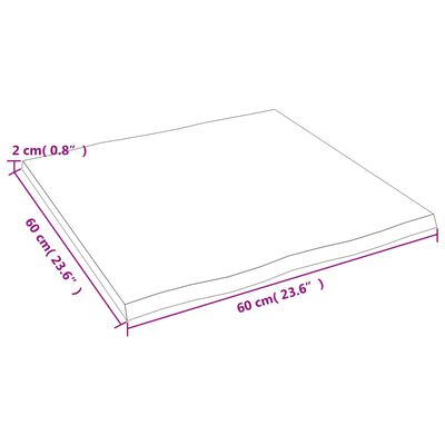 vidaXL Pöytälevy v.ruskea 60x60x2 cm käsitelty täystammi elävä reuna