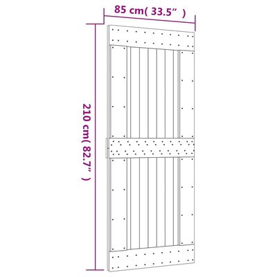 vidaXL Liukuovi asennustarvikkeineen 85x210 cm täysi mänty