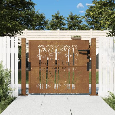 vidaXL Puutarhaportti 105x105 cm corten teräs bambukuvio