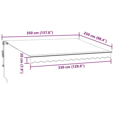 vidaXL Automaattimarkiisi LED viininpunainen 350x250 cm