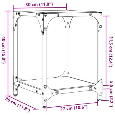 vidaXL Sohvapöydät 2 kpl läpinäkyvä lasi pöytälevy 30x30x40 cm teräs