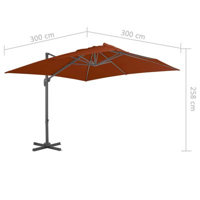 vidaXL Aurinkovarjo cantilever alumiinitolpalla 300x300 cm terrakotta