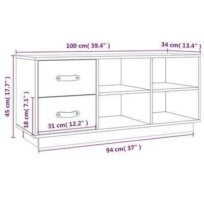 vidaXL Kenkäpenkki harmaa 100x34x45 cm täysi mänty