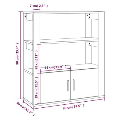 vidaXL Senkki valkoinen 80x30x90 cm tekninen puu