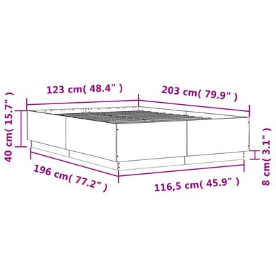 vidaXL Sängynrunko harmaa Sonoma 120x200 cm tekninen puu