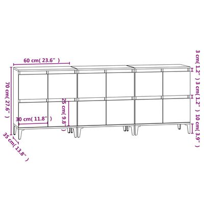 vidaXL Senkit 3 kpl harmaa Sonoma 60x35x70 cm tekninen puu