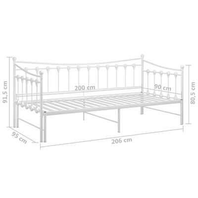 vidaXL Vuodesohvan runko valkoinen metalli 90x200 cm