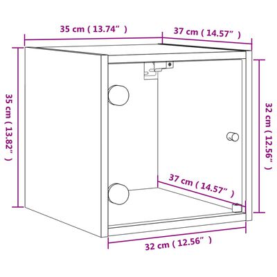 vidaXL Yöpöydät lasiovilla 2 kpl betoninharmaa 35x37x35 cm