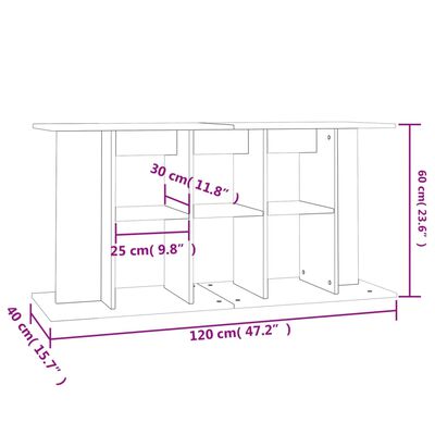 vidaXL Akvaarioteline korkeakiilto valkoinen 120x40x60 cm tekninen puu