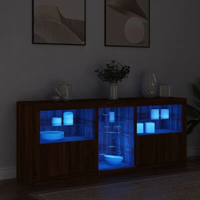 vidaXL Senkki LED-valoilla ruskea tammi 162x37x67 cm