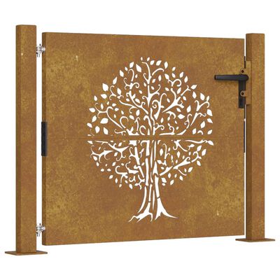 vidaXL Puutarhaportti 105x105 cm corten teräs puukuvio