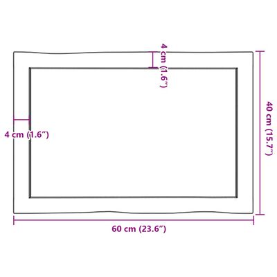 vidaXL Pöytälevy 60x40x(2-6) cm käsittelemätön täysi puu elävä reuna