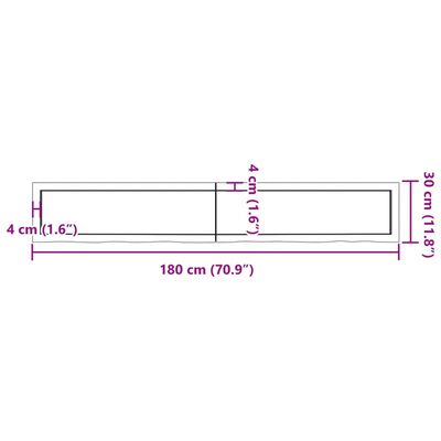 vidaXL Seinähylly tummanruskea 180x30x(2-6) cm käsitelty täystammi