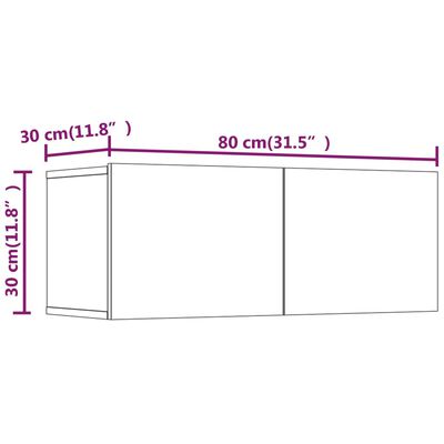 vidaXL TV-seinäkaapit 2 kpl harmaa Sonoma 80x30x30 cm tekninen puu