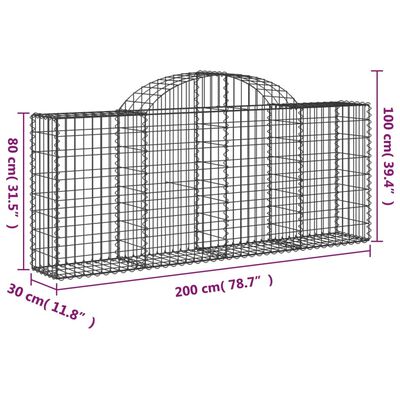 vidaXL Kaarevat kivikorit 25 kpl 200x30x80/100 cm galvanoitu rauta