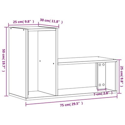 vidaXL TV-tasot 2 kpl harmaa Sonoma 75x30x50 cm tekninen puu