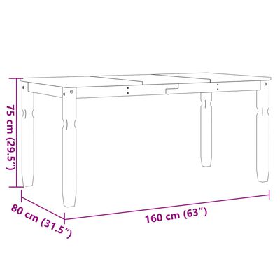 vidaXL Ruokapöytä Corona harmaa 160x80x75 cm täysi mänty