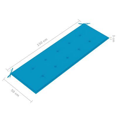 vidaXL Puutarhapenkki siniset tyyny 150 cm täysi tiikki