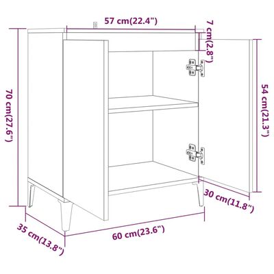 vidaXL Senkki harmaa Sonoma 60x35x70 cm tekninen puu