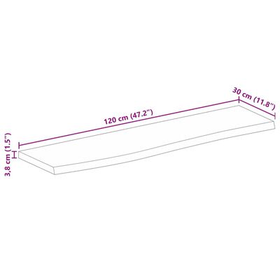 vidaXL Pöytälevy 120x30x3,8 cm elävä reuna karkea täysi mangopuu