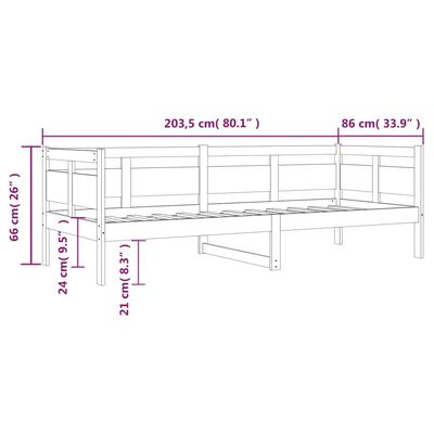 vidaXL Sohvasänky hunajanruskea täysi mänty 80x200 cm