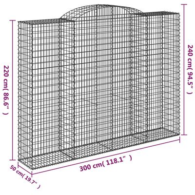 vidaXL Kaarevat kivikorit 4 kpl 300x50x220/240 cm galvanoitu rauta