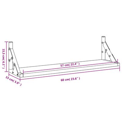 vidaXL Seinähyllyt 2 kpl musta 60x15x15,5 cm