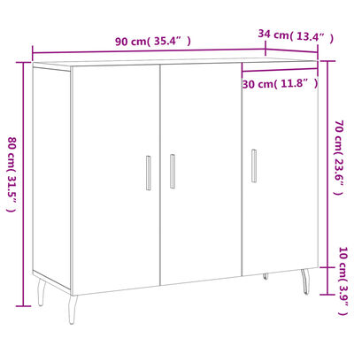 vidaXL Senkki valkoinen 90x34x80 cm tekninen puu