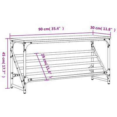 vidaXL Kenkäteline Sonoma-tammi 90x30x45 cm tekninen puu