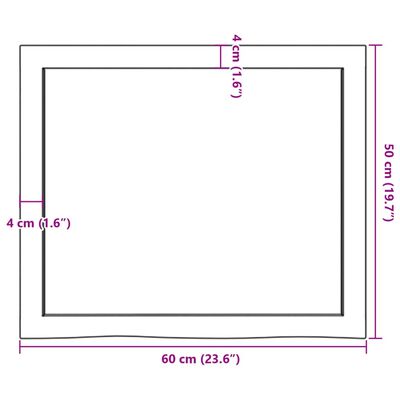 vidaXL Kylpyhuoneen työtaso t.ruskea 60x50x(2-4)cm käsitelty täyspuu