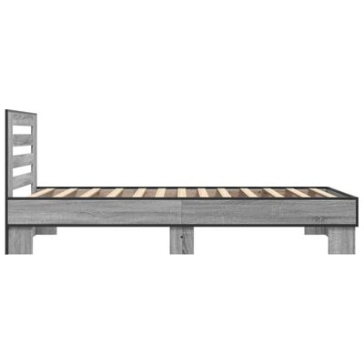 vidaXL Sängynrunko harmaa Sonoma 75x190 cm tekninen puu ja metalli