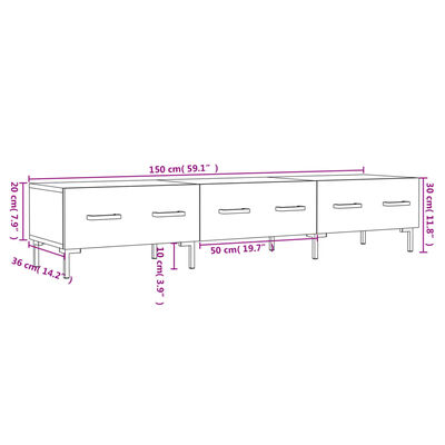 vidaXL TV-taso Sonoma-tammi 150x36x30 cm tekninen puu