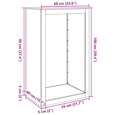 vidaXL Polttopuuteline valkoinen 60x40x100 cm teräs