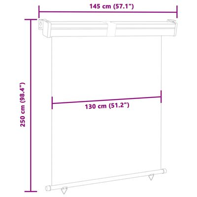 vidaXL Parvekkeen sivumarkiisi 145x250 cm kerma