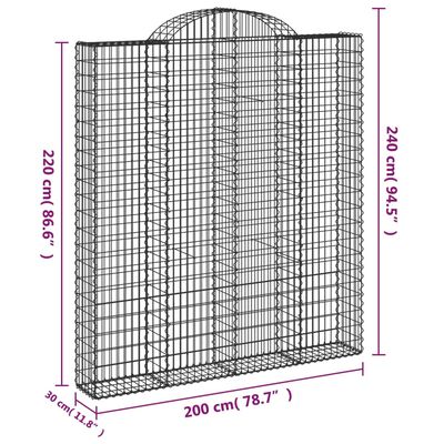 vidaXL Kaarevat kivikorit 7 kpl 200x30x220/240 cm galvanoitu rauta