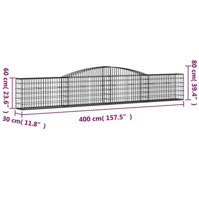 vidaXL Kaarevat kivikorit 8 kpl 400x30x60/80 cm galvanoitu rauta