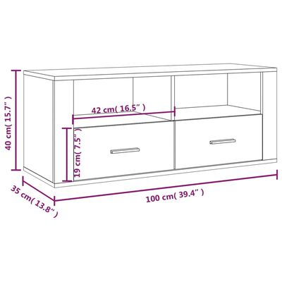 vidaXL TV-taso harmaa Sonoma 100x35x40 cm tekninen puu