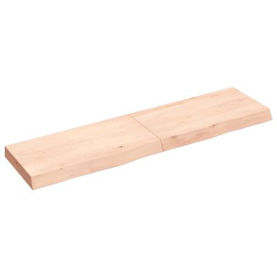 vidaXL Seinähylly 120x30x(2-6) cm käsittelemätön täysi tammi