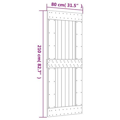 vidaXL Liukuovi asennustarvikkeineen 80x210 cm täysi mänty