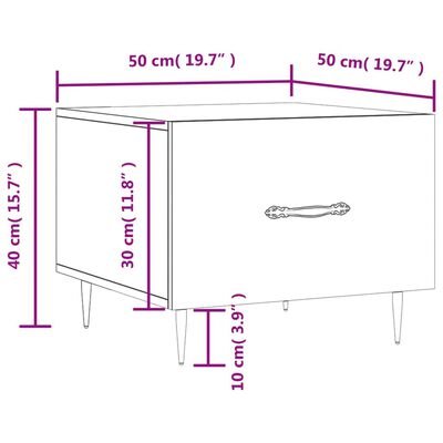 vidaXL Sohvapöydät 2 kpl savutammi 50x50x40 cm tekninen puu