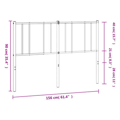 vidaXL Metallinen sängynpääty valkoinen 150 cm