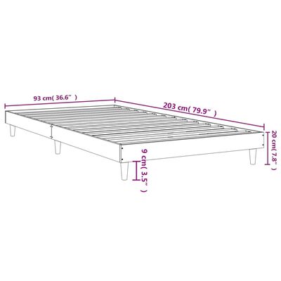 vidaXL Sängynrunko ruskea tammi 90x200 cm tekninen puu