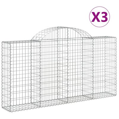 vidaXL Kaarevat kivikorit 3 kpl 200x30x100/120 cm galvanoitu rauta