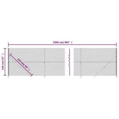 vidaXL Verkkoaita laipalla hopea 1,4x25 m