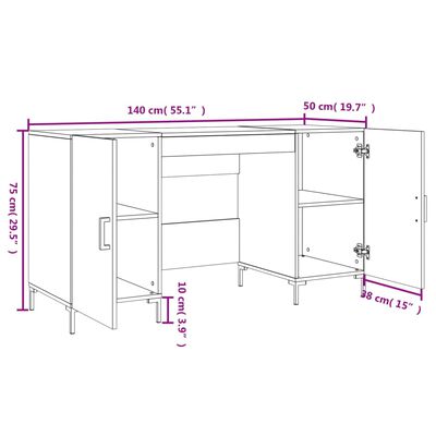 vidaXL Työpöytä ruskea tammi 140x50x75 cm tekninen puu