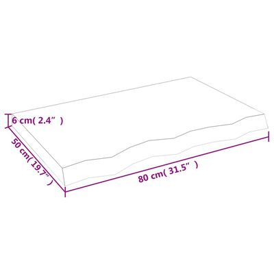 vidaXL Pöytälevy 80x50x(2-6) cm käsittelemätön täystammi