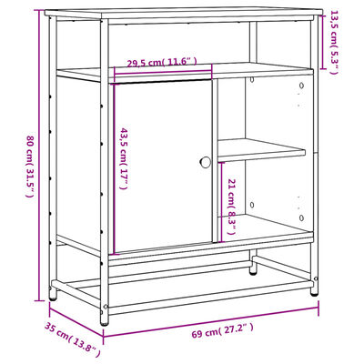 vidaXL Senkki musta 69x35x80 cm tekninen puu