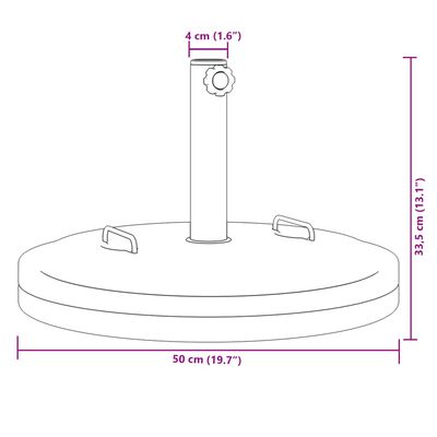 vidaXL Aurinkovarjon jalusta kahvoilla Ø38/48 mm tangolle 25 kg pyöreä