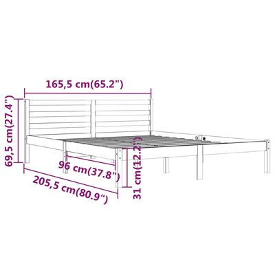 vidaXL Sängynrunko täysi mänty 160x200 cm musta