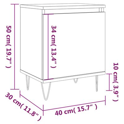 vidaXL Yöpöydät 2 kpl Sonoma-tammi 40x30x50 cm tekninen puu